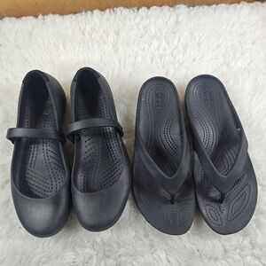 Crocs Bundle 2 pairs black Crocs Alice Mary Jane Flats & Crocs Flip flops Sz W8